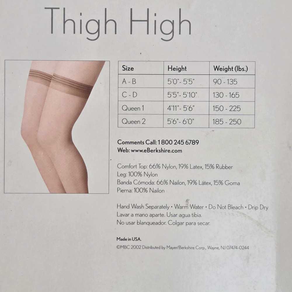 Berkshire Thigh Highs Lot of 2 Women Queen 1 Pale Taupe Sheer Invisible Toe - Picture 3 of 3